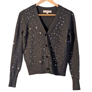 LOFT Women's Black Sequin Sweater Star Business Minimalist Academia